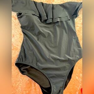 Off-Shoulder Black Swimsuit